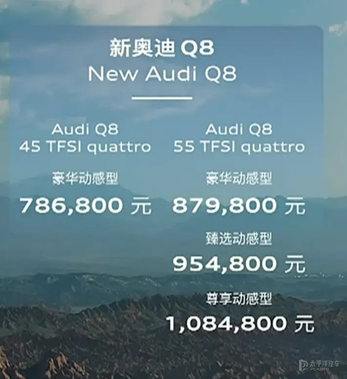 熏黑蜂窝前脸/灯光升级 新款奥迪Q8上市 售78.68万元起